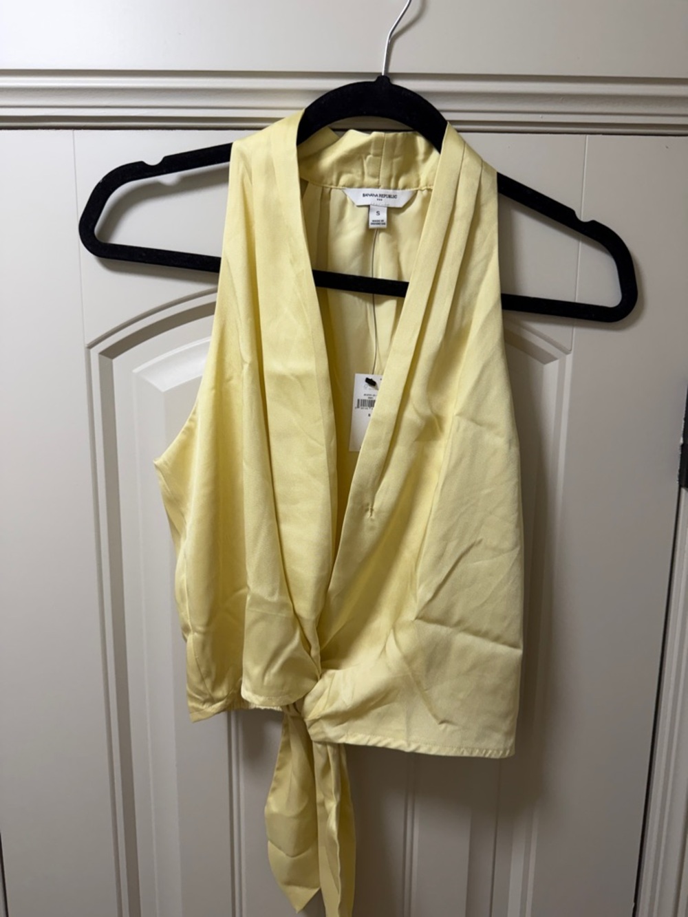 Banana Republic Pale Yellow Draped V-Neck Blouse